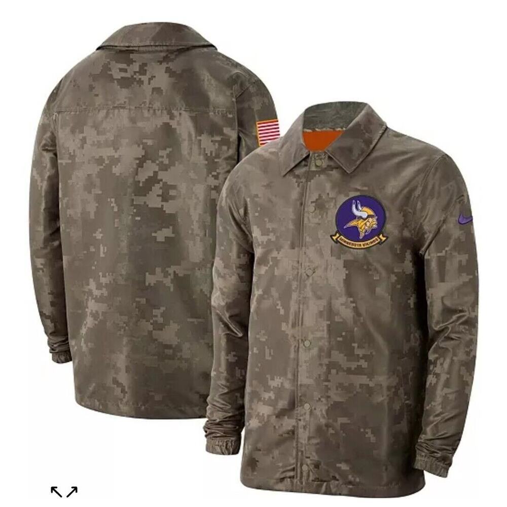Nike Men's Camo Minnesota Vikings 2019 Salute To Service Jacket Medium